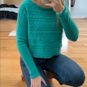 Cashmere teal medium sweater with knit pattern